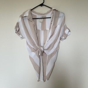 American Eagle Striped Button Up Top